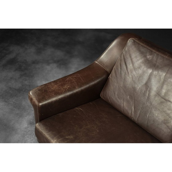 Image 1 of Vintage sofa in beech and brown leather, Denmark 1970