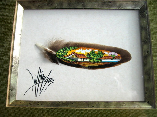 Miniature Painting On Bird Feather