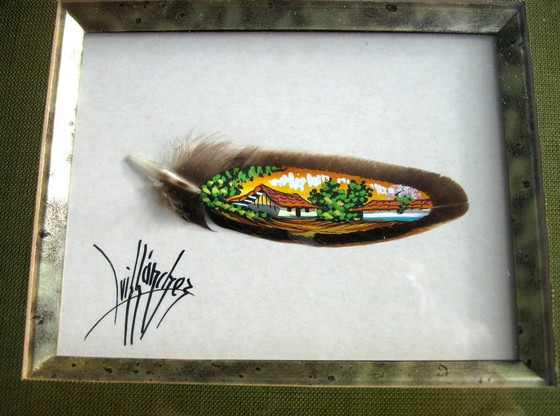 Image 1 of Miniature Painting On Bird Feather