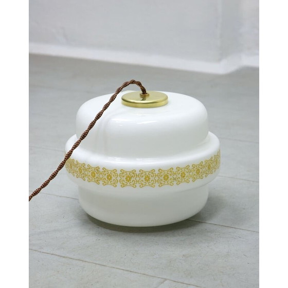 Image 1 of Mid-century glass and brass pendant lamp