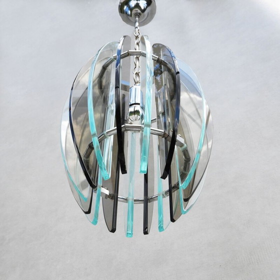 Image 1 of Vintage hanging lamp made of veca glass, Italy 1970