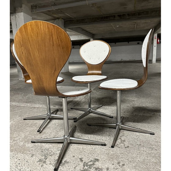 Image 1 of Set of 4 vintage chairs in bentwood and rosewood veneer by Elmar Flötotto, Germany 1960