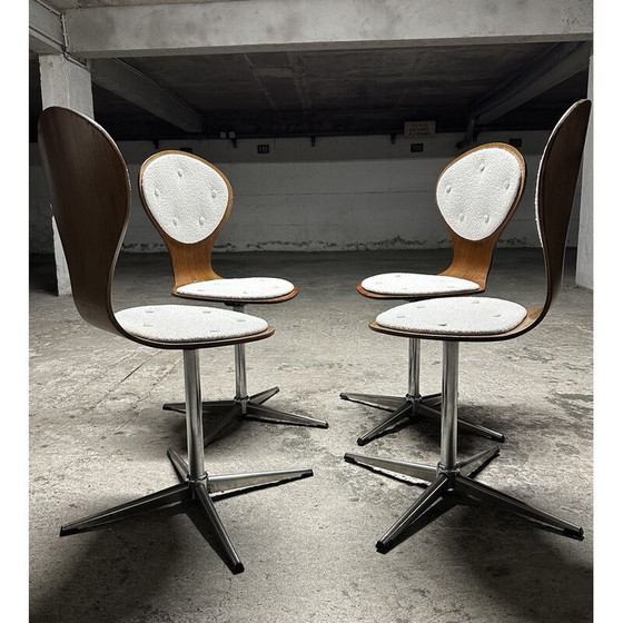 Image 1 of Set of 4 vintage chairs in bentwood and rosewood veneer by Elmar Flötotto, Germany 1960