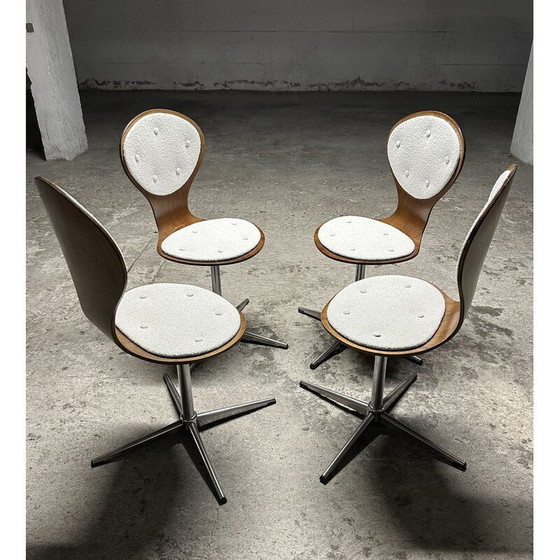 Image 1 of Set of 4 vintage chairs in bentwood and rosewood veneer by Elmar Flötotto, Germany 1960