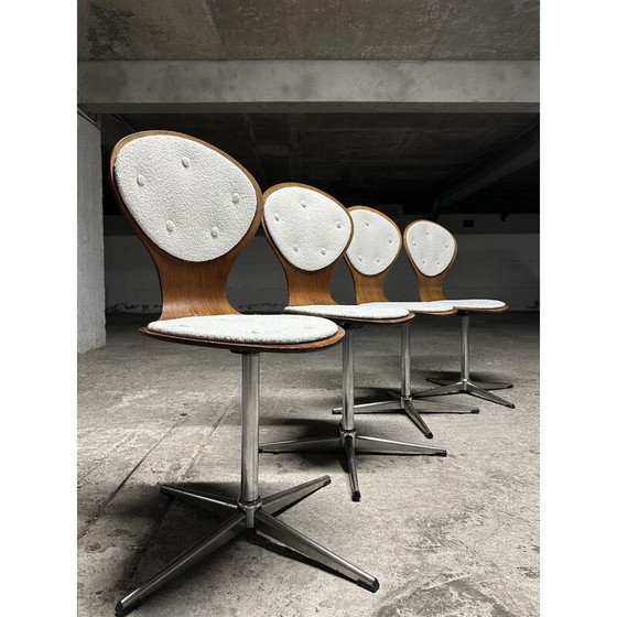 Image 1 of Set of 4 vintage chairs in bentwood and rosewood veneer by Elmar Flötotto, Germany 1960
