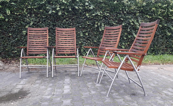 Image 1 of 4x Garden Impressions Teck/RVS chaises pliantes pour stand