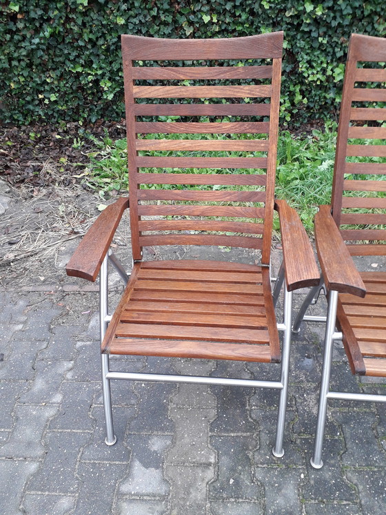 Image 1 of 4x Garden Impressions Teak/stainless steel folding chairs