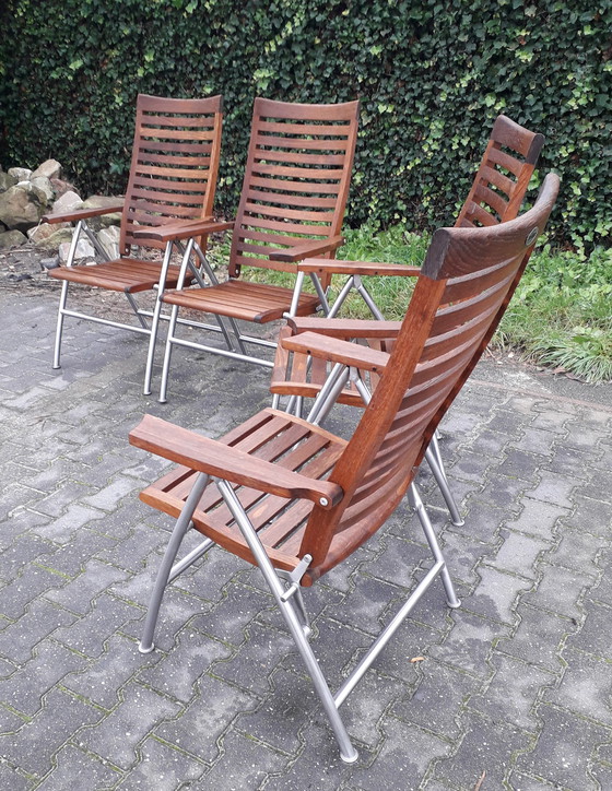 Image 1 of 4x Garden Impressions Teck/RVS chaises pliantes pour stand