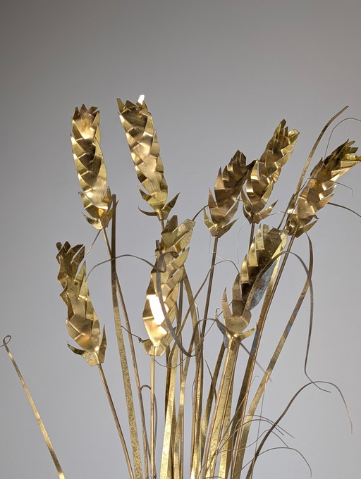 Brass Wall Sculpture Of Wheat Stalks By Daniel D'Haeseleer, Signed, Belgium 1970S