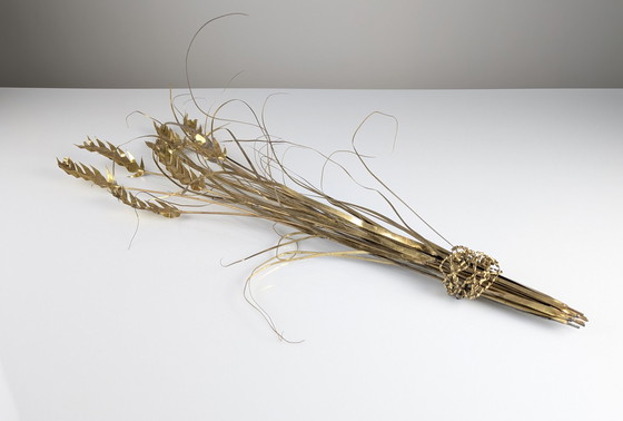 Image 1 of Brass Wall Sculpture Of Wheat Stalks By Daniel D'Haeseleer, Signed, Belgium 1970S