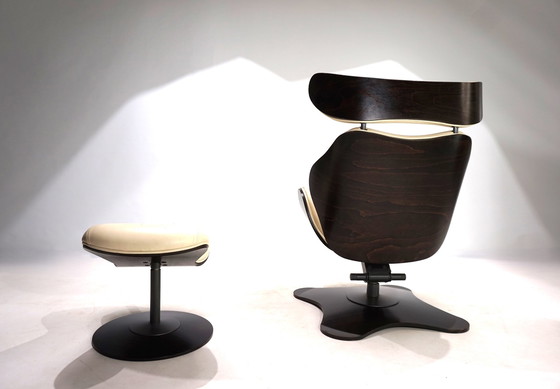 Image 1 of Stokke Varier Tok leather armchair with ottoman by Toshiyuki Kita, 1990