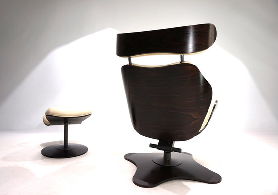 Image 1 of Fauteuil en cuir Stokke Varier Tok avec ottoman par Toshiyuki Kita, 1990