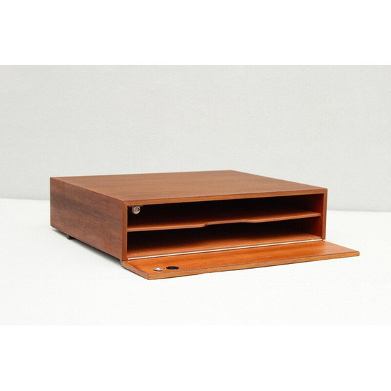 Image 1 of Vintage veneered wood vinyl record storage box for Dual, 1970