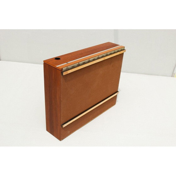 Image 1 of Vintage veneered wood vinyl record storage box for Dual, 1970