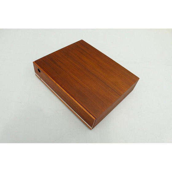 Image 1 of Vintage veneered wood vinyl record storage box for Dual, 1970