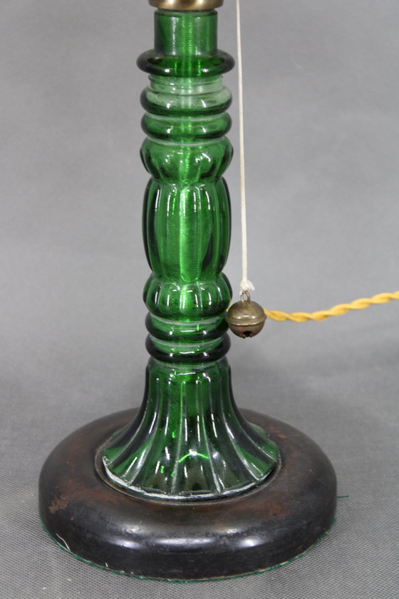 Image 1 of 1940S Restored Glass Table Lamp With Glass Shade