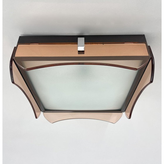 Image 1 of Mid-century Italian smoked glass ceiling lamp by Veca, 1960s