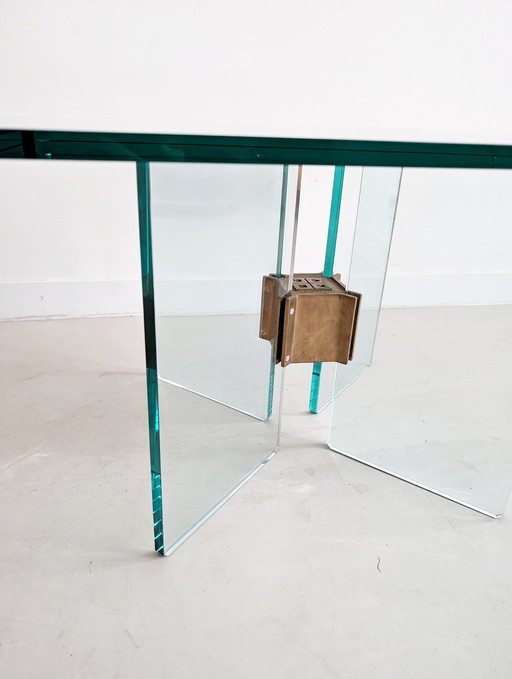 Glass & Brass Side Table By Peter Ghyczy 1970'S 