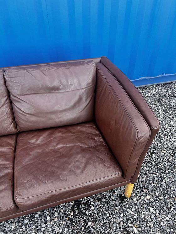 Image 1 of Danish Two Seater Brown Leather Sofa 1970S