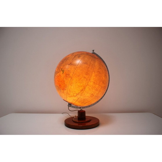 Image 1 of Mid-century light glass globe with wooden base by Paul Rath, 1950s