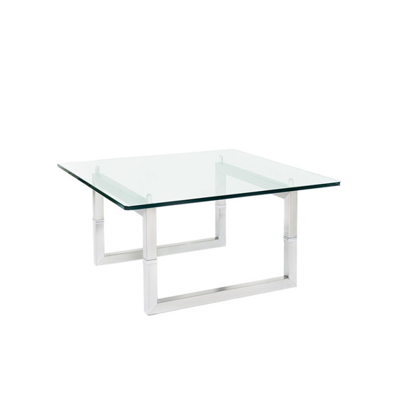 Image 1 of as new, Peter Ghyczy T29 “Biri” Coffee Table, new glass plate, stainless steel frame