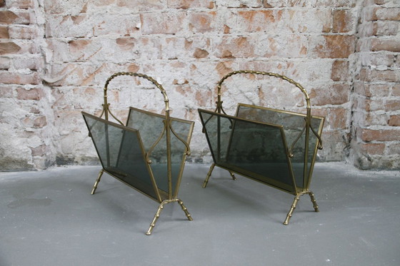 Image 1 of 2X Faux Bamboo Magazine Racks In The Style Of Maison Baguès