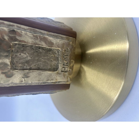 Image 1 of Vintage bronze and wood lamp by Angelo Brotto, 1970