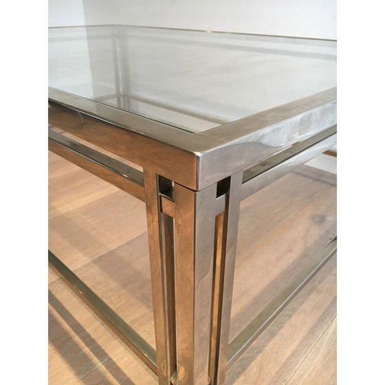 Image 1 of Vintage chrome coffee table with triple legs, France 1970