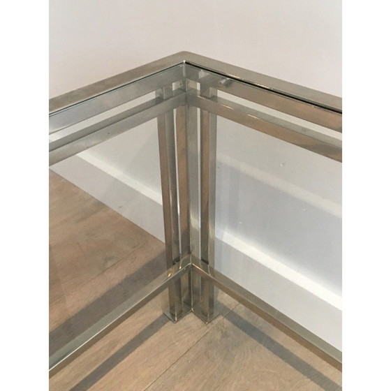 Image 1 of Vintage chrome coffee table with triple legs, France 1970