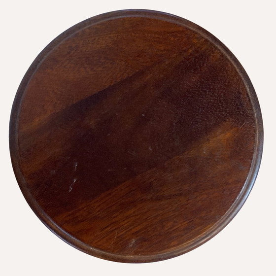 Image 1 of Tavolino/piedistallo vintage in mogano, ottone