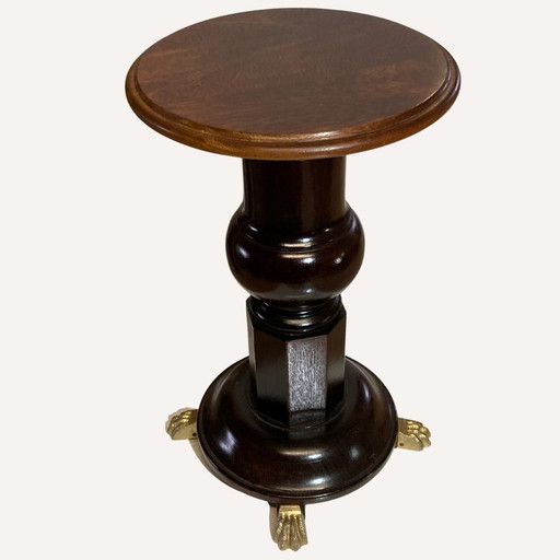 Vintage Mahogany Pedestal/Side Table, Brass