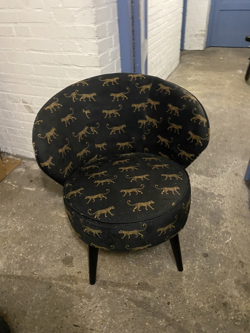 Woood Armchair Bo Velvet Panther Chair