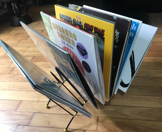 Image 1 of Rangement Vinyls Vintage - Support 33 Tours - Métal Laqué - 1950