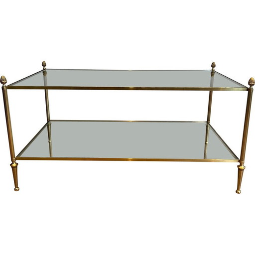 Vintage bronze and brass coffee table for La Maison Baguès, France 1940