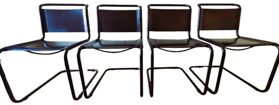 Image 1 of 4X Cantilever Chair In Leather - S33