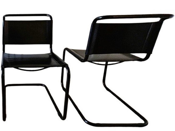 Image 1 of 4X Cantilever Chair In Leather - S33