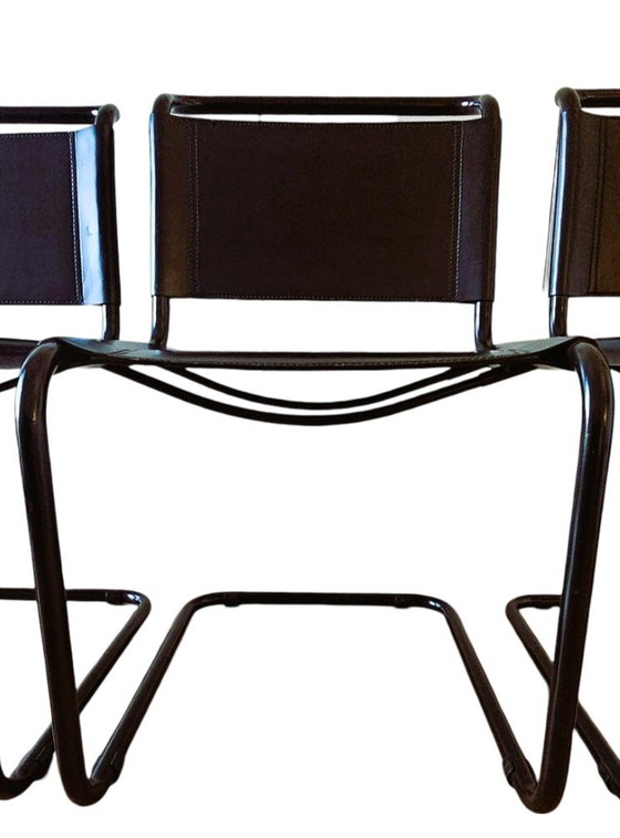 Image 1 of 4X Cantilever Chair In Leather - S33