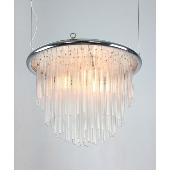 Image 1 of Vintage minimalist hand-blown glass chandelier, 1970