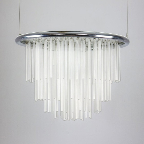 Image 1 of Vintage minimalist hand-blown glass chandelier, 1970