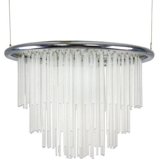 Vintage minimalist hand-blown glass chandelier, 1970
