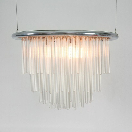 Image 1 of Vintage minimalist hand-blown glass chandelier, 1970