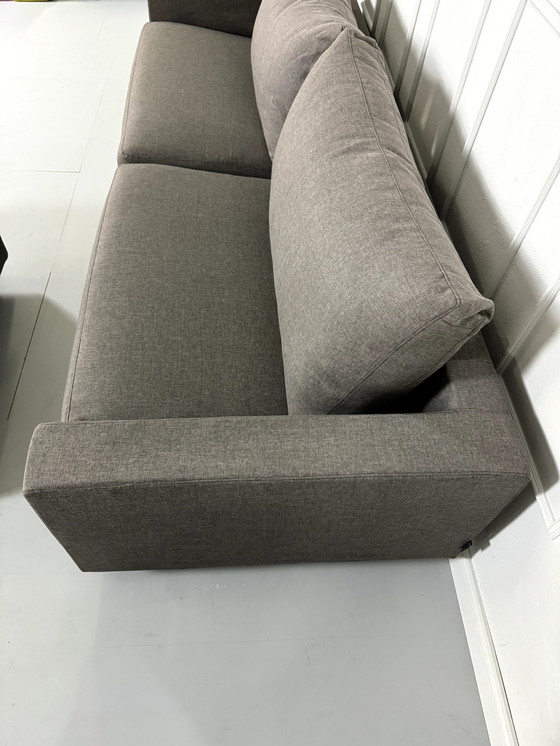 Image 1 of Flexform Magnum Sofa Fabric Gray Couch With Stool