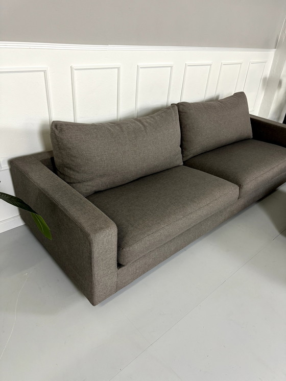 Image 1 of Flexform Magnum Sofa Fabric Gray Couch With Stool