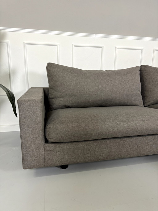 Flexform Magnum Sofa Fabric Gray Couch With Stool