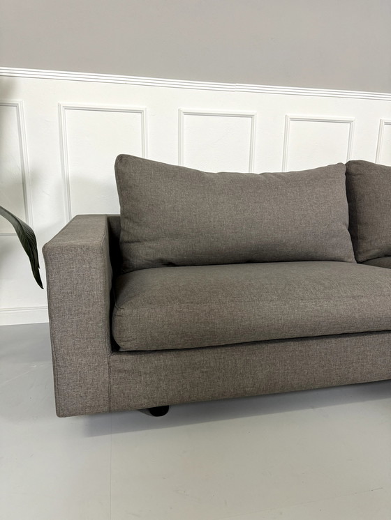 Image 1 of Flexform Magnum Sofa Fabric Gray Couch With Stool