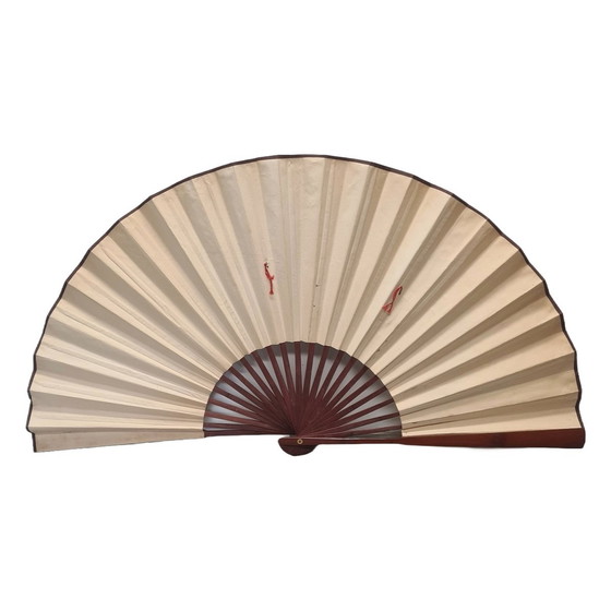 Image 1 of Large Vintage Chinese Fan With Birds, 60s/70s