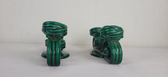 Image 1 of Pair Of Twisted Ceramic Candleholders Vallauris