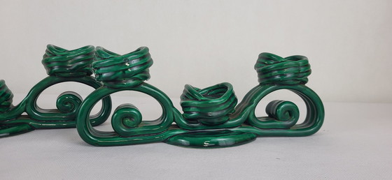 Image 1 of Pair Of Twisted Ceramic Candleholders Vallauris