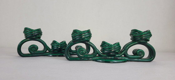 Image 1 of Pair Of Twisted Ceramic Candleholders Vallauris