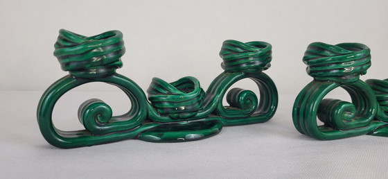 Image 1 of Pair Of Twisted Ceramic Candleholders Vallauris